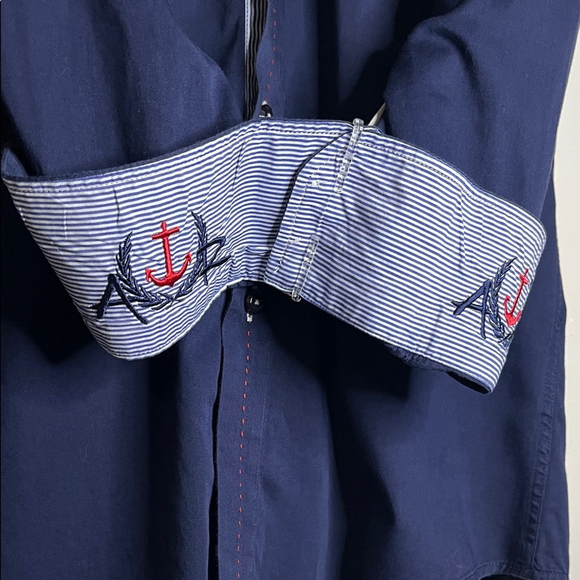 Absolute Rebellion Navy Blue Casual Button Down Shirt - Picture 5 of 6